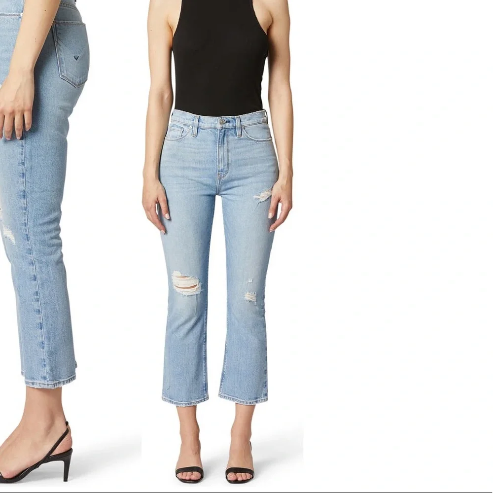 NEW • Hudson Jeans • Holly High Waist Crop Jeans Bright side Blue Distressed 25 - Picture 2 of 6